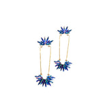 Crystal Fan Earrings in Blue