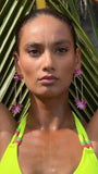 Crystal Fan Earrings in Pink