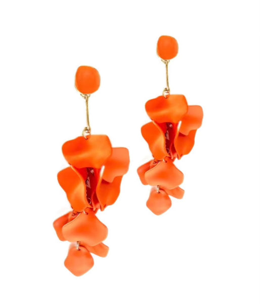 Drop Down Orange Petal Earrings (Acrylic)