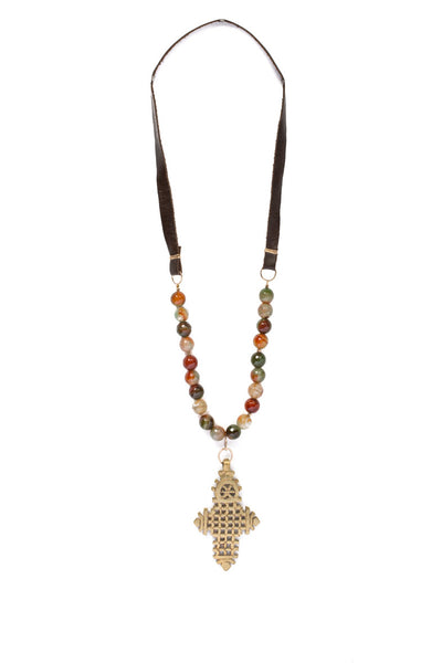 Zewditu Beaded Cross Necklace